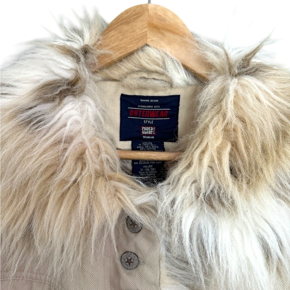 Y2K Faded Glory Tan Trucker Jacket Fur Trim Quilted Liner Size 1X - Picture 4 of 12